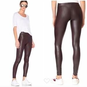 SPANX Ready to Wow Faux Leather Leggings Medium Wine 2437